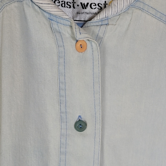 Vintage 80s Women Faded Denim Bomber Jacket Size M Acid Wash Patchwork Grunge - Picture 5 of 15